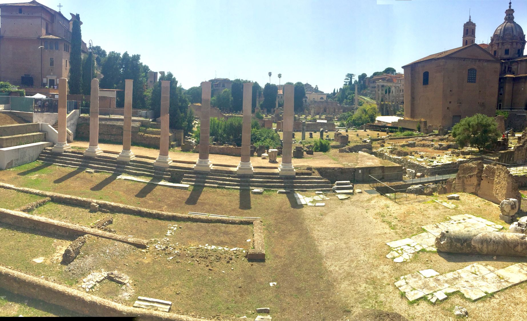 Looking down into the Forum of Peace and viewing the remains of the “Temple of Peace.”